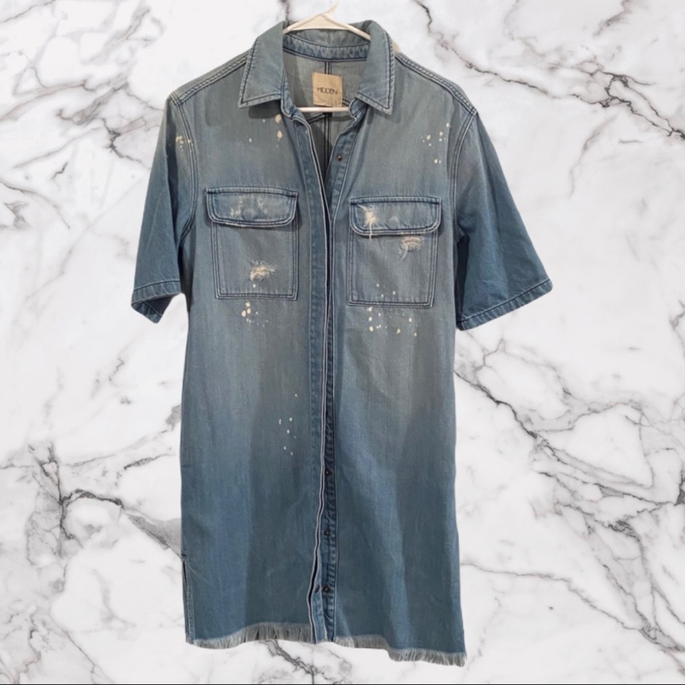 NEW Hidden short sleeve denim pocket shirt  dress